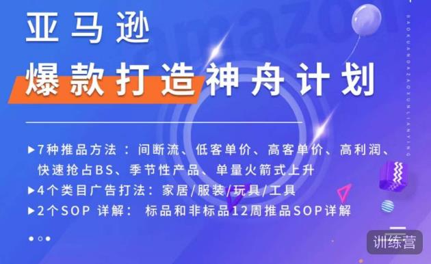 亚马逊爆款打造神舟计划，​7种推品方法，4个类目广告打法，2个SOP详解_中创网,自媒体短视频教学_网创项目_网络创业无忧资源网