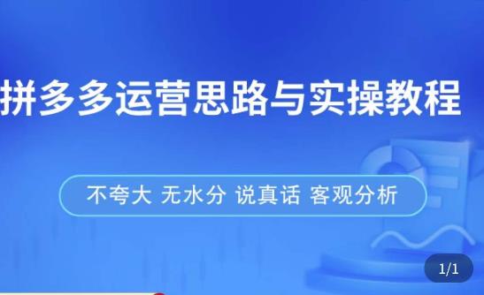 拼多多店铺运营思路与实操教程，快速学会拼多多开店和运营，少踩坑，多盈利_中创网,自媒体短视频教学_网创项目_网络创业无忧资源网