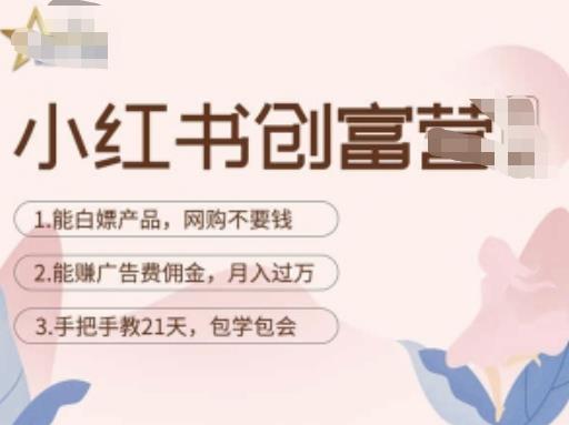 小红书创富营-教小红书带货，陪跑21天，教你赚广告费佣金，月入过万_中创网,自媒体短视频教学_网创项目_网络创业无忧资源网