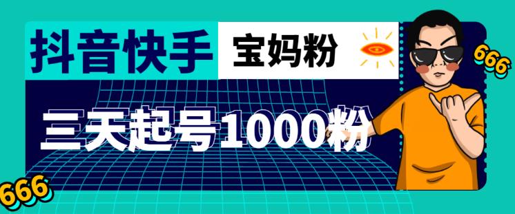 抖音快手三天起号涨粉1000宝妈粉丝的核心方法【详细玩法教程】_中创网,自媒体短视频教学_网创项目_网络创业无忧资源网