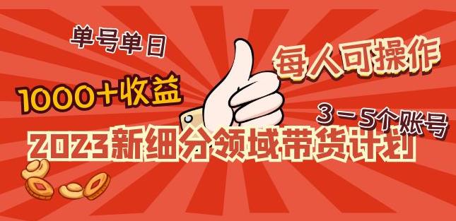 2023新细分领域带货计划：单号单日1000+收益不难，每人可操作3-5个账号_中创网,自媒体短视频教学_网创项目_网络创业无忧资源网