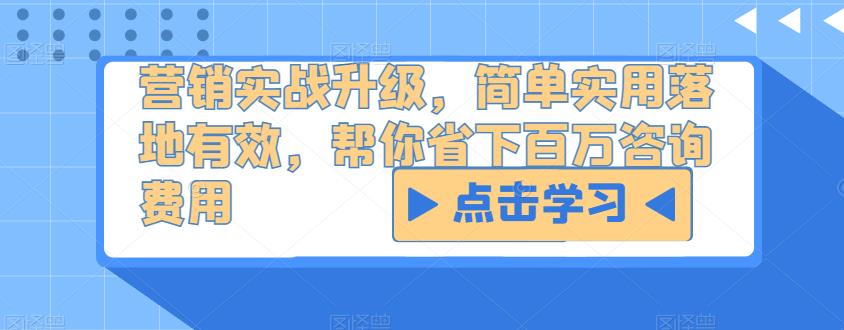 营销实战升级，简单实用落地有效，帮你省下百万咨询费用_中创网,自媒体短视频教学_网创项目_网络创业无忧资源网