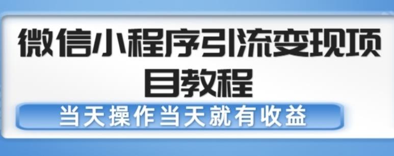 微信小程序引流变现项目教程，当天操作当天就有收益，变现不再是难事_中创网,自媒体短视频教学_网创项目_网络创业无忧资源网