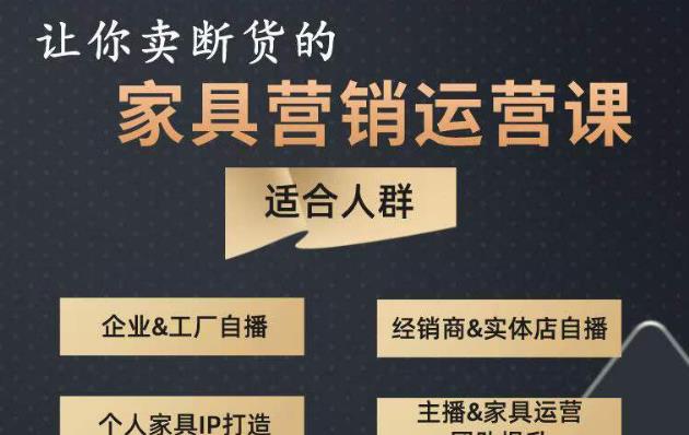 让你卖断货的家具营销运营课，打造高销量家具账号（短视频+直播+人物IP）_中创网,自媒体短视频教学_网创项目_网络创业无忧资源网