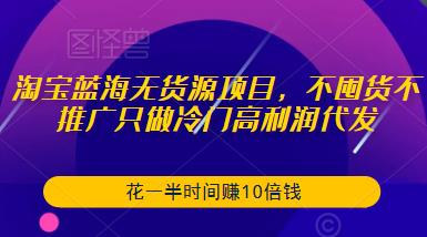 淘宝蓝海无货源项目，不囤货不推广只做冷门高利润代发，花一半时间赚10倍钱_中创网,自媒体短视频教学_网创项目_网络创业无忧资源网