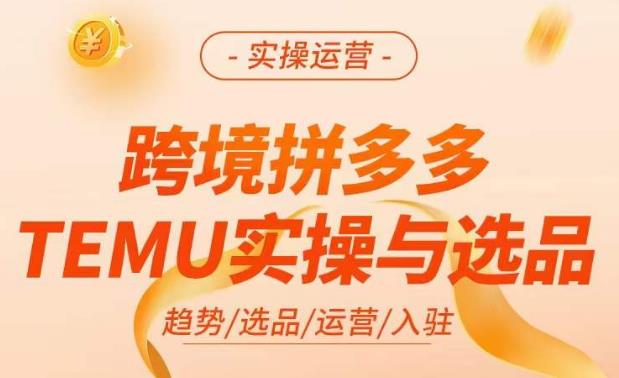 跨境拼多多TEMU实操与选品，​掌握平台运营方法技巧，选品避坑12条标准，爆款的底层思路等_中创网,自媒体短视频教学_网创项目_网络创业无忧资源网