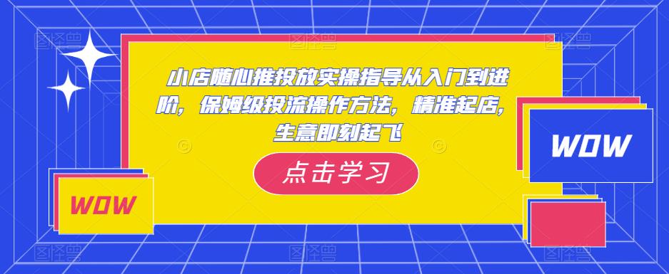 小店随心推投放实操指导从入门到进阶，保姆级投流操作方法，精准起店，生意即刻起飞_中创网,自媒体短视频教学_网创项目_网络创业无忧资源网