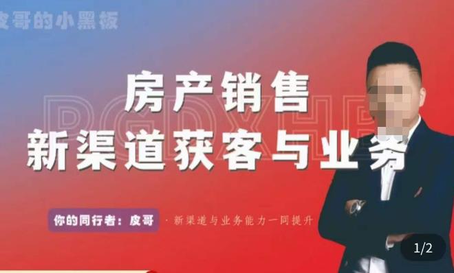 皮哥·房产销售新渠道获客与业务，​打造新时代房产经纪达人，助力行业新人成长为业内精英_中创网,自媒体短视频教学_网创项目_网络创业无忧资源网