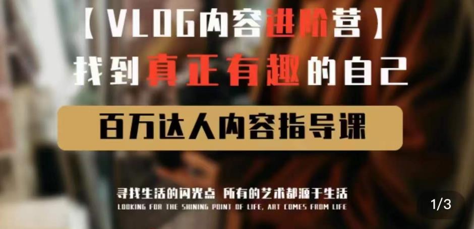 vlog内容进阶营，找到真正有趣的自己，百万达人内容指导课_中创网,自媒体短视频教学_网创项目_网络创业无忧资源网