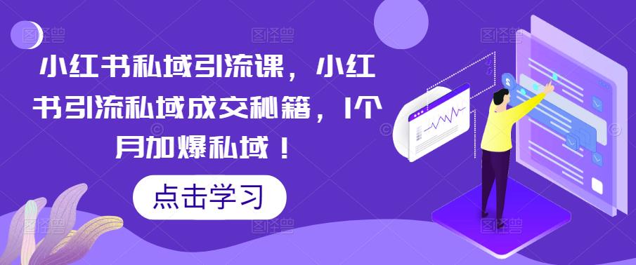 小红书私域引流课，小红书引流私域成交秘籍，1个月加爆私域！_中创网,自媒体短视频教学_网创项目_网络创业无忧资源网