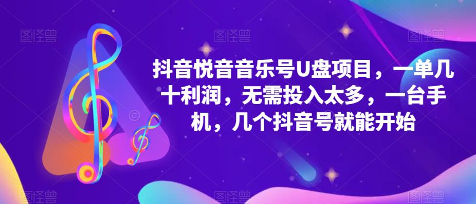 抖音音乐号U盘项目，一单几十利润，无需投入太多，一台手机，几个抖音号就能开始_中创网,自媒体短视频教学_网创项目_网络创业无忧资源网