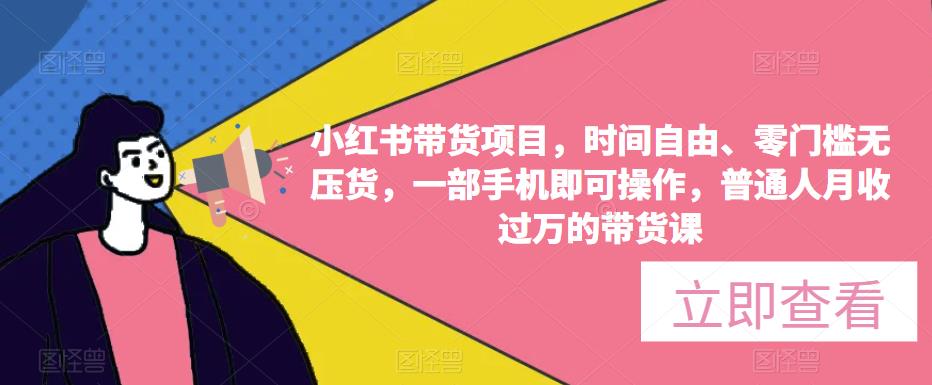 小红书带货项目，时间自由、零门槛无压货，一部手机即可操作，普通人月收过万的带货课_中创网,自媒体短视频教学_网创项目_网络创业无忧资源网