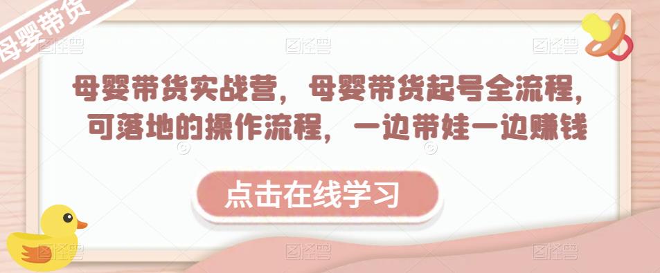 母婴带货实战营，母婴带货起号全流程，可落地的操作流程，一边带娃一边赚钱（附素材）_中创网,自媒体短视频教学_网创项目_网络创业无忧资源网