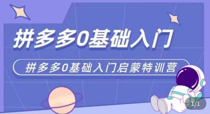 拼多多运营0-1实操特训营，拼多多0基础入门，从基础到进阶的可实操玩法_中创网,自媒体短视频教学_网创项目_网络创业无忧资源网