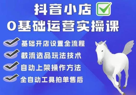 白马电商·0基础抖店运营实操课，基础开店设置全流程，截流选品玩法技术_中创网,自媒体短视频教学_网创项目_网络创业无忧资源网
