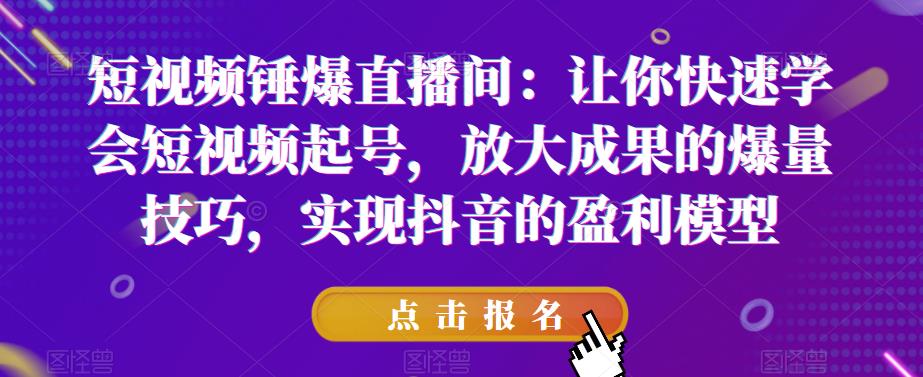 短视频锤爆直播间：让你快速学会短视频起号，放大成果的爆量技巧，实现抖音的盈利模型_中创网,自媒体短视频教学_网创项目_网络创业无忧资源网