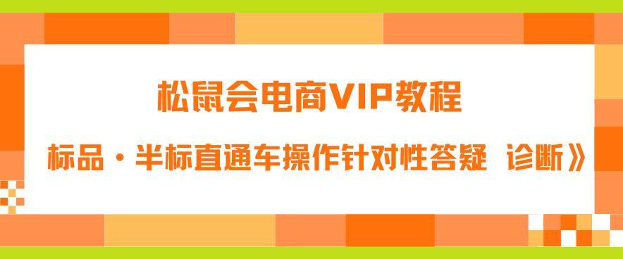 松鼠会电商VIP教程：松鼠《付费推广标品·半标直通车操作针对性答疑&诊断》_中创网,自媒体短视频教学_网创项目_网络创业无忧资源网