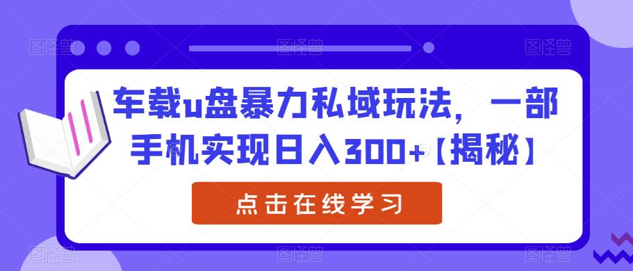 车载u盘暴力私域玩法，一部手机实现日入300+【揭秘】_中创网,自媒体短视频教学_网创项目_网络创业无忧资源网