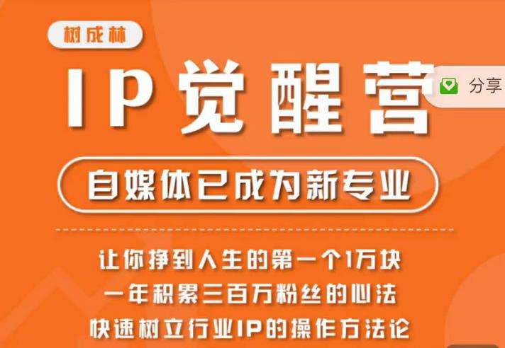 树成林·IP觉醒营，快速树立行业IP的操作方法论，让你赚到人生的第一个1万块（更新）_中创网,自媒体短视频教学_网创项目_网络创业无忧资源网