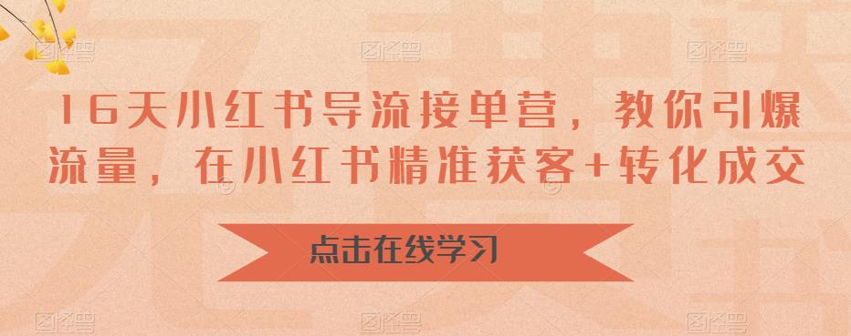 16天小红书导流接单营，教你引爆流量，在小红书精准获客+转化成交_中创网,自媒体短视频教学_网创项目_网络创业无忧资源网