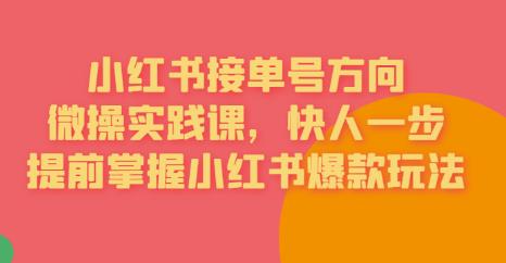 接单号方向·小红书微操实践课，快人一步，提前掌握小红书爆款玩法_中创网,自媒体短视频教学_网创项目_网络创业无忧资源网