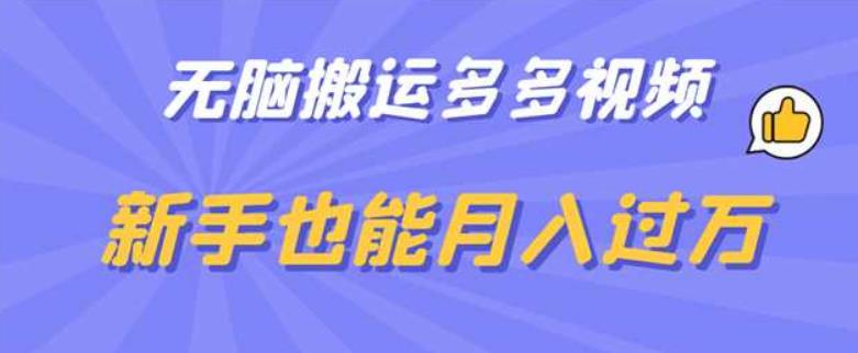 无脑搬运多多视频，新手也能月入过万【揭秘】_中创网,自媒体短视频教学_网创项目_网络创业无忧资源网