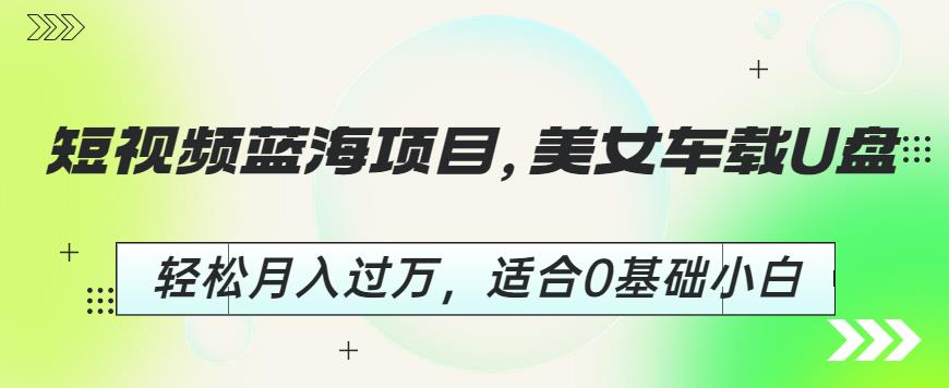 短视频蓝海项目，美女车载U盘，轻松月入过万，适合0基础小白【揭秘】_中创网,自媒体短视频教学_网创项目_网络创业无忧资源网