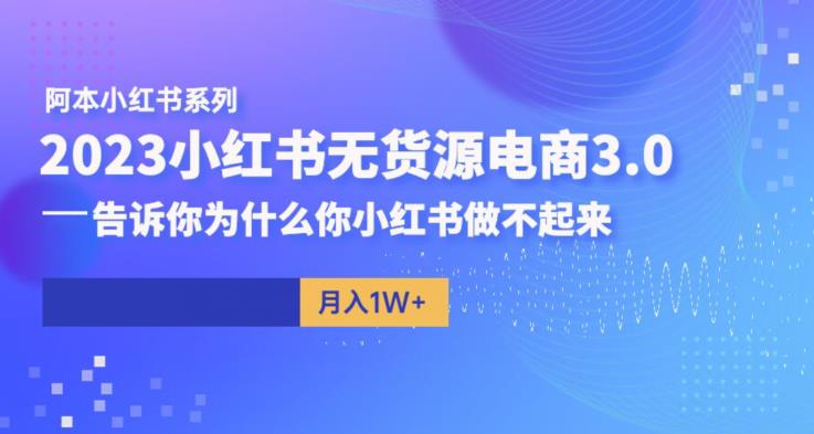 阿本小红书无货源电商3.0，告诉你为什么你小红书做不起来_中创网,自媒体短视频教学_网创项目_网络创业无忧资源网
