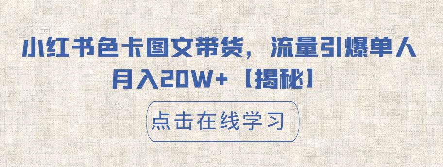 小红书色卡图文带货，流量引爆单人月入20W+【揭秘】_中创网,自媒体短视频教学_网创项目_网络创业无忧资源网