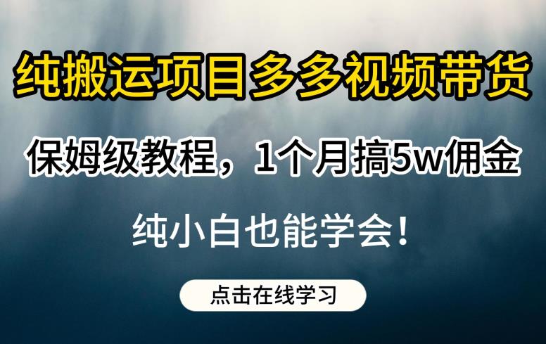 纯搬运项目多多视频带货保姆级教程，1个月搞5w佣金，纯小白也能学会【揭秘】_中创网,自媒体短视频教学_网创项目_网络创业无忧资源网