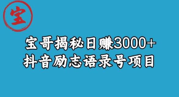 宝哥揭秘日赚3000+抖音励志语录号短视频变现项目_中创网,自媒体短视频教学_网创项目_网络创业无忧资源网