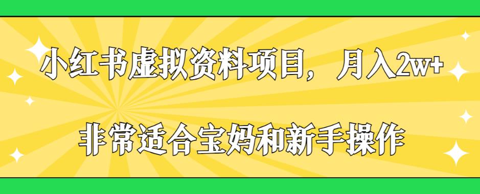 小红书虚拟资料项目，月入2w+，非常适合宝妈和新手操作【揭秘】_中创网,自媒体短视频教学_网创项目_网络创业无忧资源网
