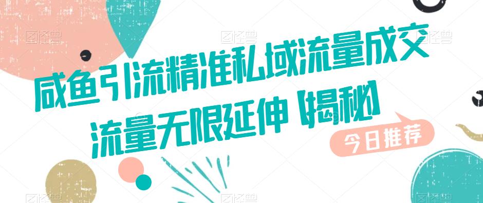 咸鱼引流精准私域流量成交流量无限延伸【揭秘】_中创网,自媒体短视频教学_网创项目_网络创业无忧资源网
