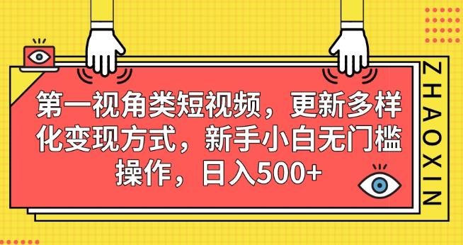 第一视角类短视频，更新多样化变现方式，新手小白无门槛操作，日入500+【揭秘】_中创网,自媒体短视频教学_网创项目_网络创业无忧资源网