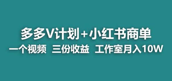 【蓝海项目】多多v计划+小红书商单一个视频三份收益工作室月入10w_中创网,自媒体短视频教学_网创项目_网络创业无忧资源网