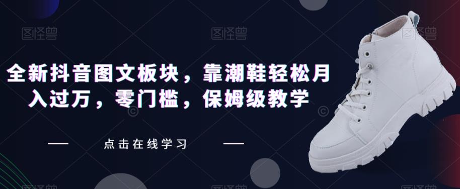 全新抖音图文板块，靠潮鞋轻松月入过万，零门槛，保姆级教学【揭秘】_中创网,自媒体短视频教学_网创项目_网络创业无忧资源网