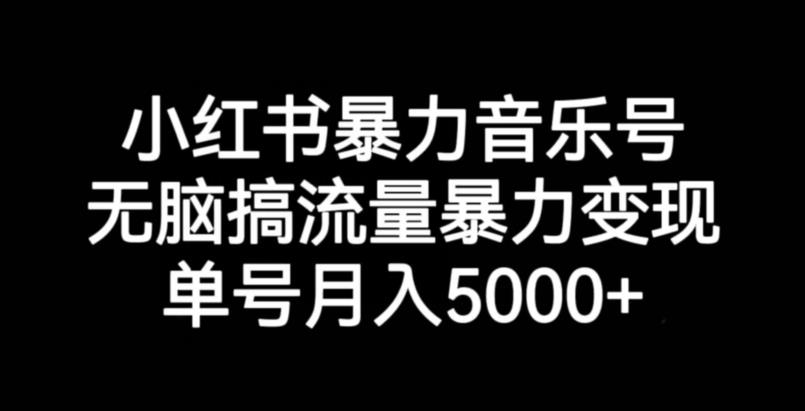 小红书暴力音乐号，无脑搞流量暴力变现，单号月入5000+_中创网,自媒体短视频教学_网创项目_网络创业无忧资源网