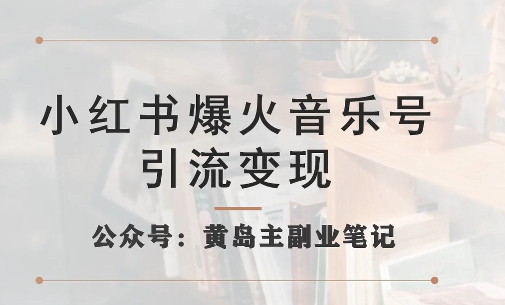 小红书爆火音乐号引流变现项目，视频版一条龙实操玩法分享给你_中创网,自媒体短视频教学_网创项目_网络创业无忧资源网
