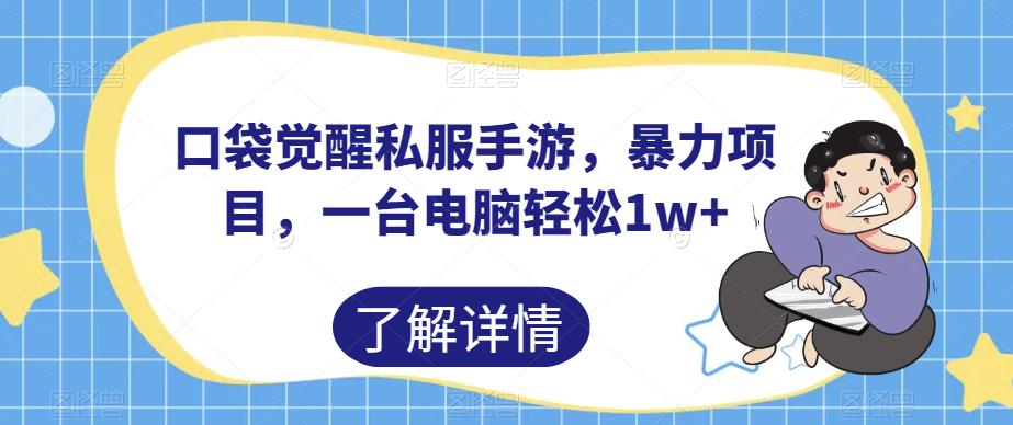 口袋觉醒私服手游，暴力项目，一台电脑轻松1w+【揭秘】_中创网,自媒体短视频教学_网创项目_网络创业无忧资源网