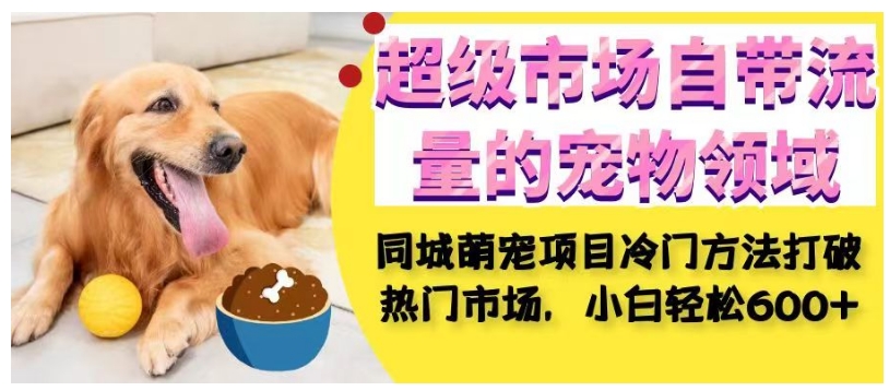 超级市场自带流量的宠物领域，同城萌宠项目冷门方法打破热门市场，小白轻松600+_中创网,自媒体短视频教学_网创项目_网络创业无忧资源网
