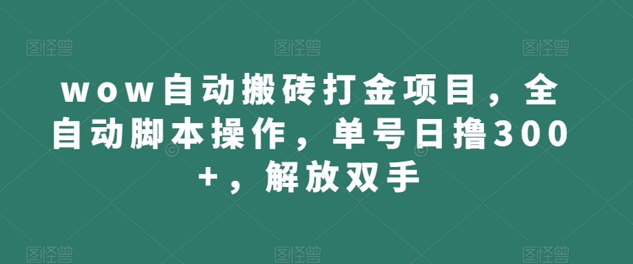 wow自动搬砖打金项目，全自动脚本操作，单号日撸300+，解放双手【揭秘】_中创网,自媒体短视频教学_网创项目_网络创业无忧资源网