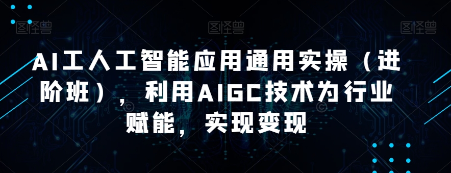 AI工人工智能应用通用实操（进阶班），利用AIGC技术为行业赋能，实现变现_中创网,自媒体短视频教学_网创项目_网络创业无忧资源网