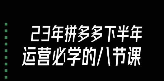 大牙·23年下半年拼多多运营必学的八节课（18节完整）_中创网,自媒体短视频教学_网创项目_网络创业无忧资源网