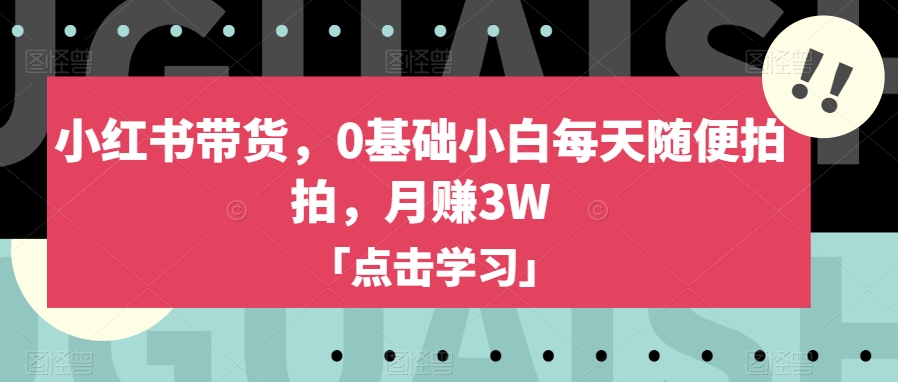 小红书带货，0基础小白每天随便拍拍，月赚3W【揭秘】_中创网,自媒体短视频教学_网创项目_网络创业无忧资源网