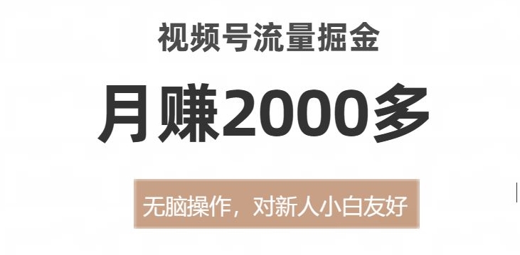 视频号流量掘金，无脑操作，对新人小白友好，月赚2000多【揭秘】_中创网,自媒体短视频教学_网创项目_网络创业无忧资源网
