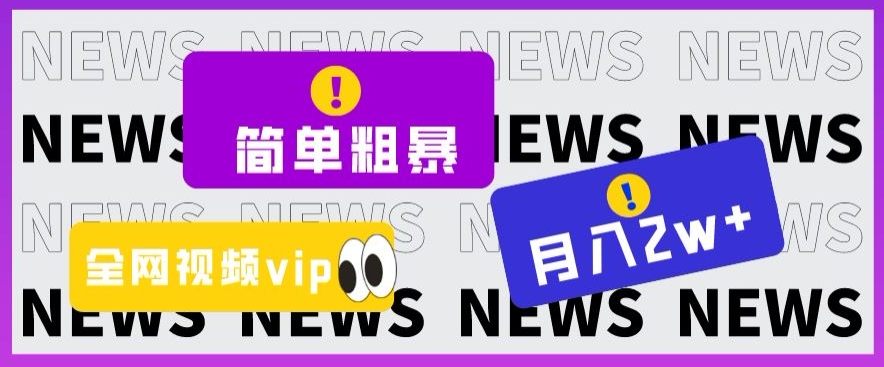 简单粗暴零成本，高回报，全网视频VIP掘金项目，月入2万＋【揭秘】_中创网,自媒体短视频教学_网创项目_网络创业无忧资源网