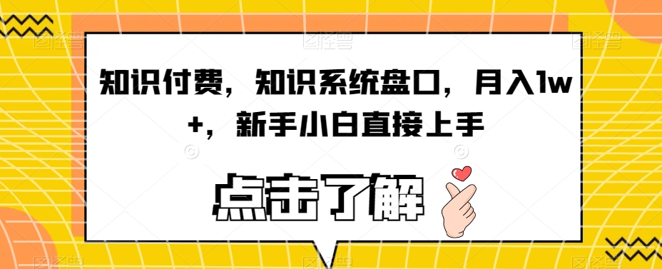 知识付费，知识系统盘口，月入1w+，新手小白直接上手_中创网,自媒体短视频教学_网创项目_网络创业无忧资源网