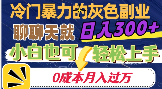冷门暴利的副业项目，聊聊天就能日入300+，0成本月入过万【揭秘】_中创网,自媒体短视频教学_网创项目_网络创业无忧资源网
