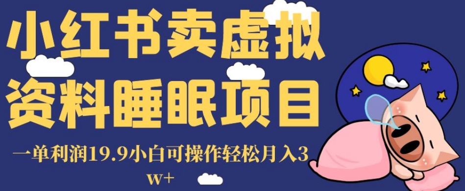 小红书卖虚拟资料睡眠项目，一单利润19.9小白可操作轻松月入3w+【揭秘】_中创网,自媒体短视频教学_网创项目_网络创业无忧资源网