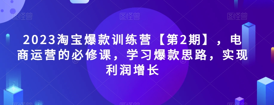 2023淘宝爆款训练营【第2期】，电商运营的必修课，学习爆款思路，实现利润增长_中创网,自媒体短视频教学_网创项目_网络创业无忧资源网